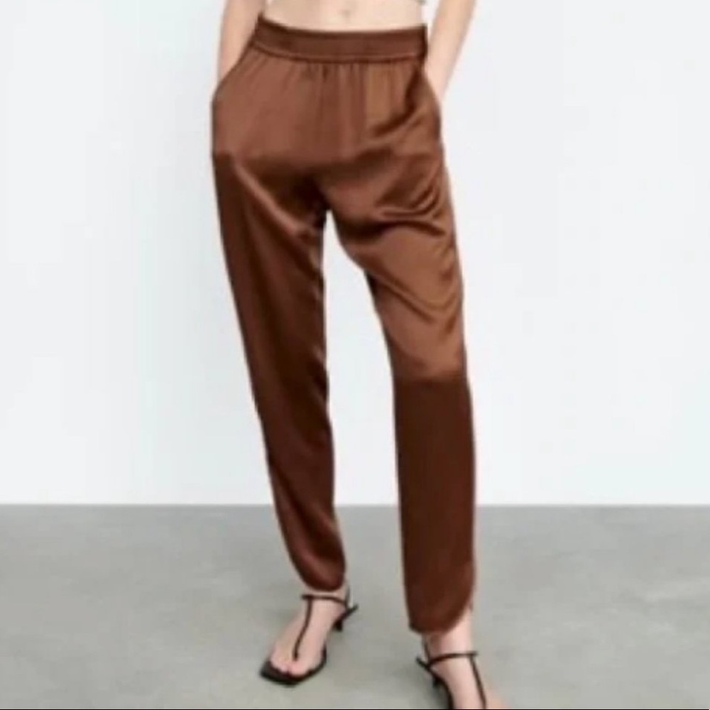 ZARA satin slit pants